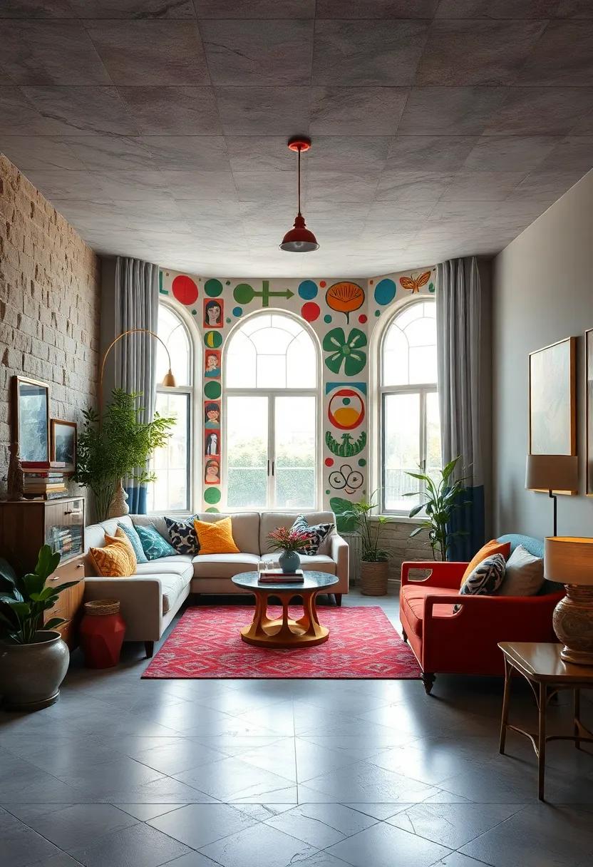 choose bold, graphic wallpaper featuring atomic-age motifs or psychedelic patterns