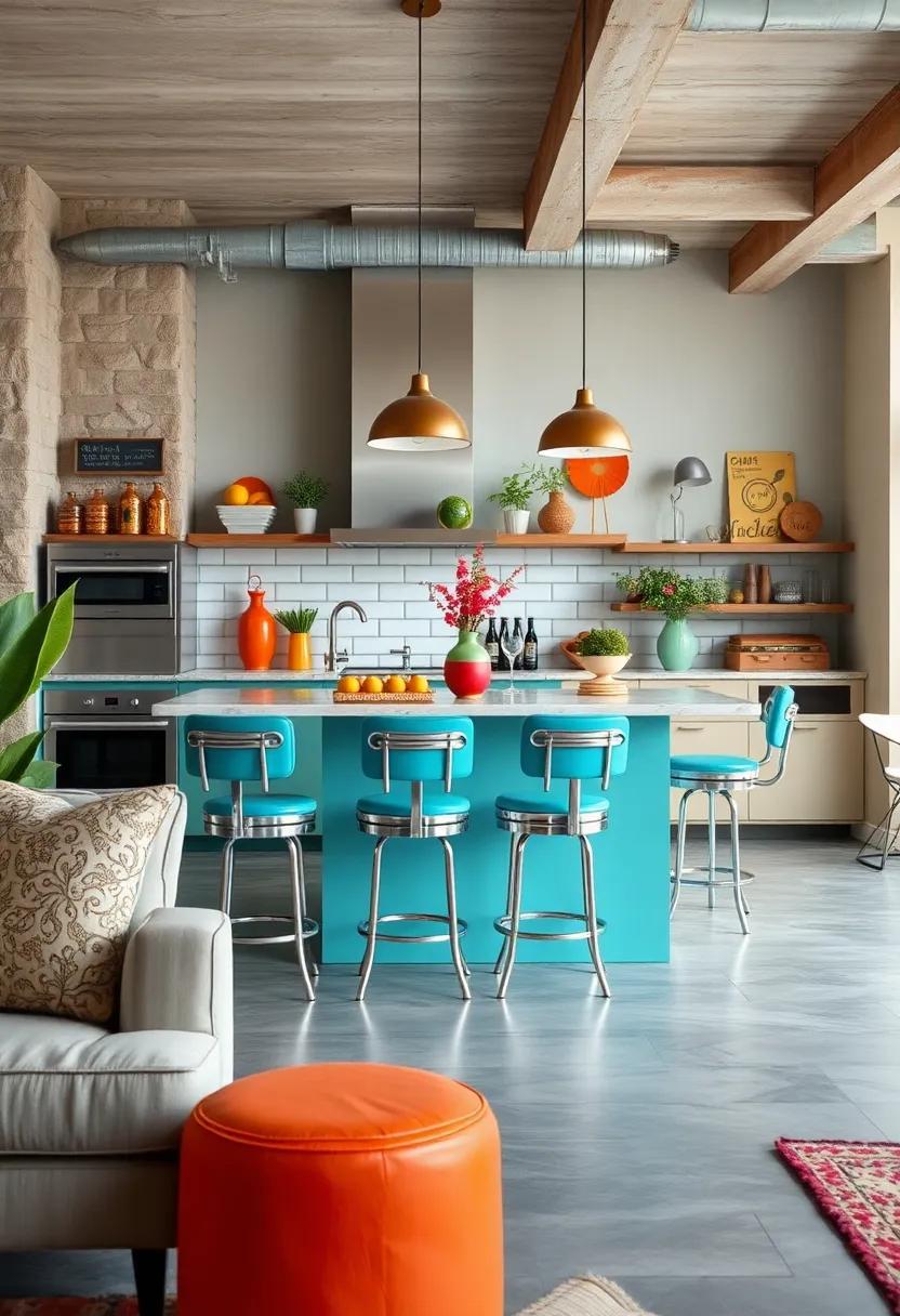 Use classic diner-style chrome bar stools around your kitchen island or breakfast nook