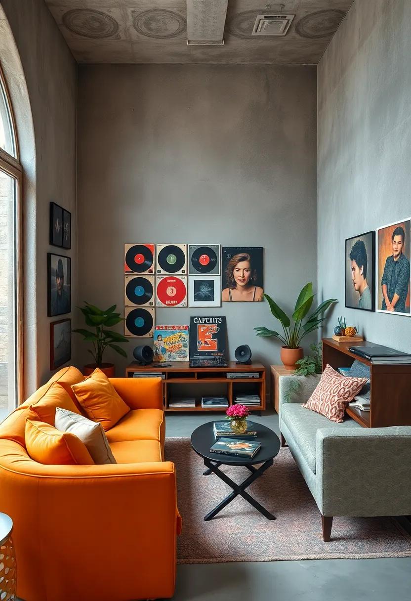Display a collection of vinyl records in a dedicated corner for authentic musical nostalgia
