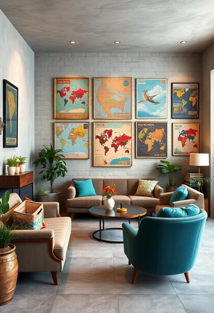 Display antique travel posters to evoke the wanderlust spirit of past decades