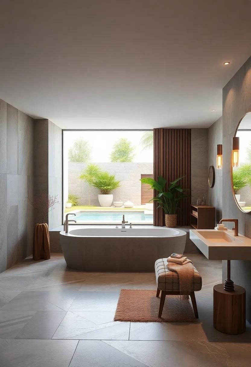 Infinity-edge bathtubs positioned to overlook private garden landscapes