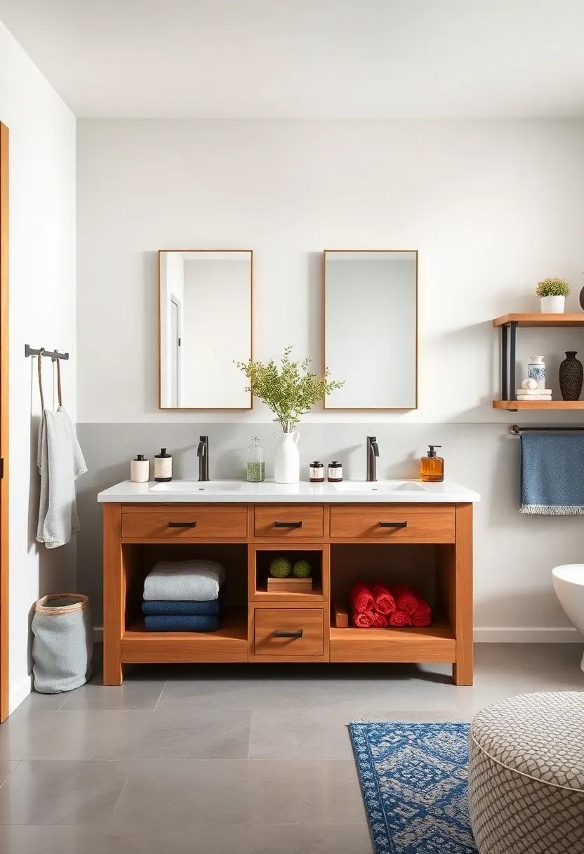 Dual Sink vanity‌ with⁤ Open Shelving for Practical Storage‍ and Style