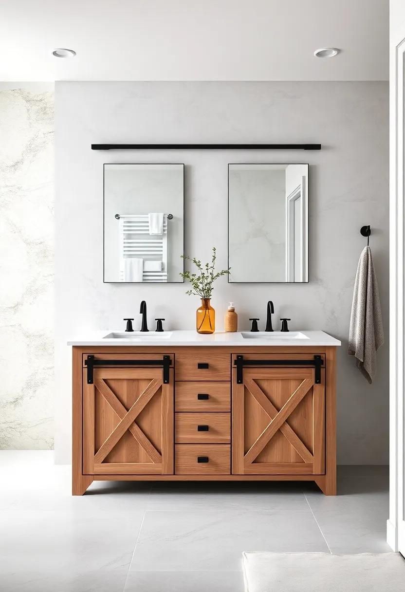 Farmhouse Double Vanity ‌with Sliding ‍Barn Doors for Hidden ⁤Storage