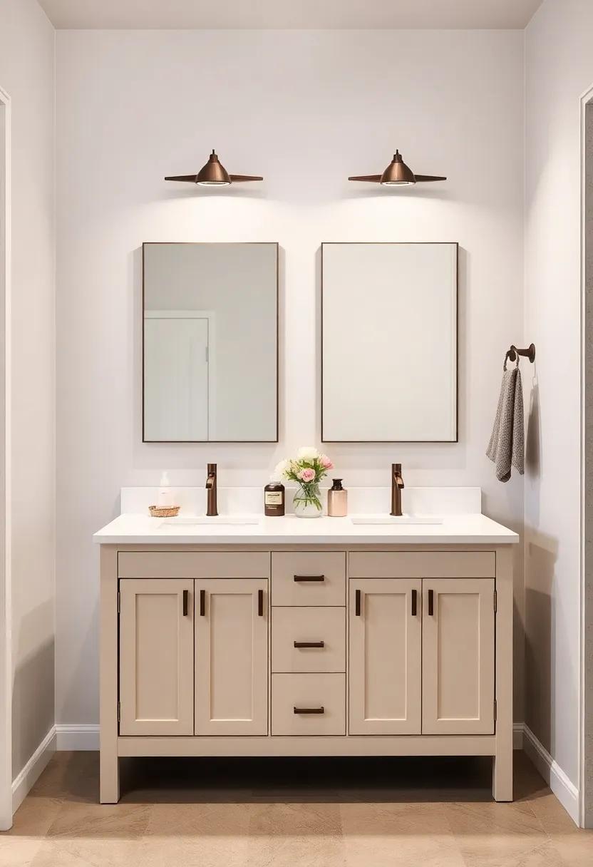 Farmhouse Double Vanity⁤ with Integrated Makeup Station‌ for Added convenience