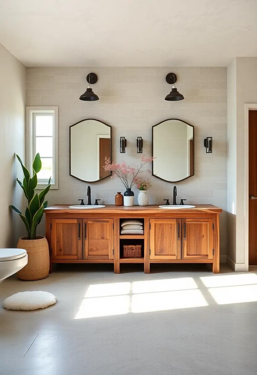 Recycled Barnwood Double⁢ Vanities for ⁤Authentic Rustic Character