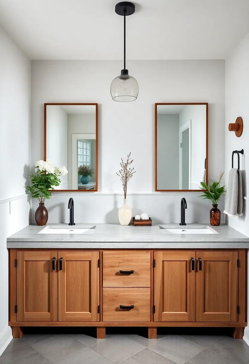 Stone Countertops⁣ Paired with Distressed Wood Cabinets for Rustic Elegance