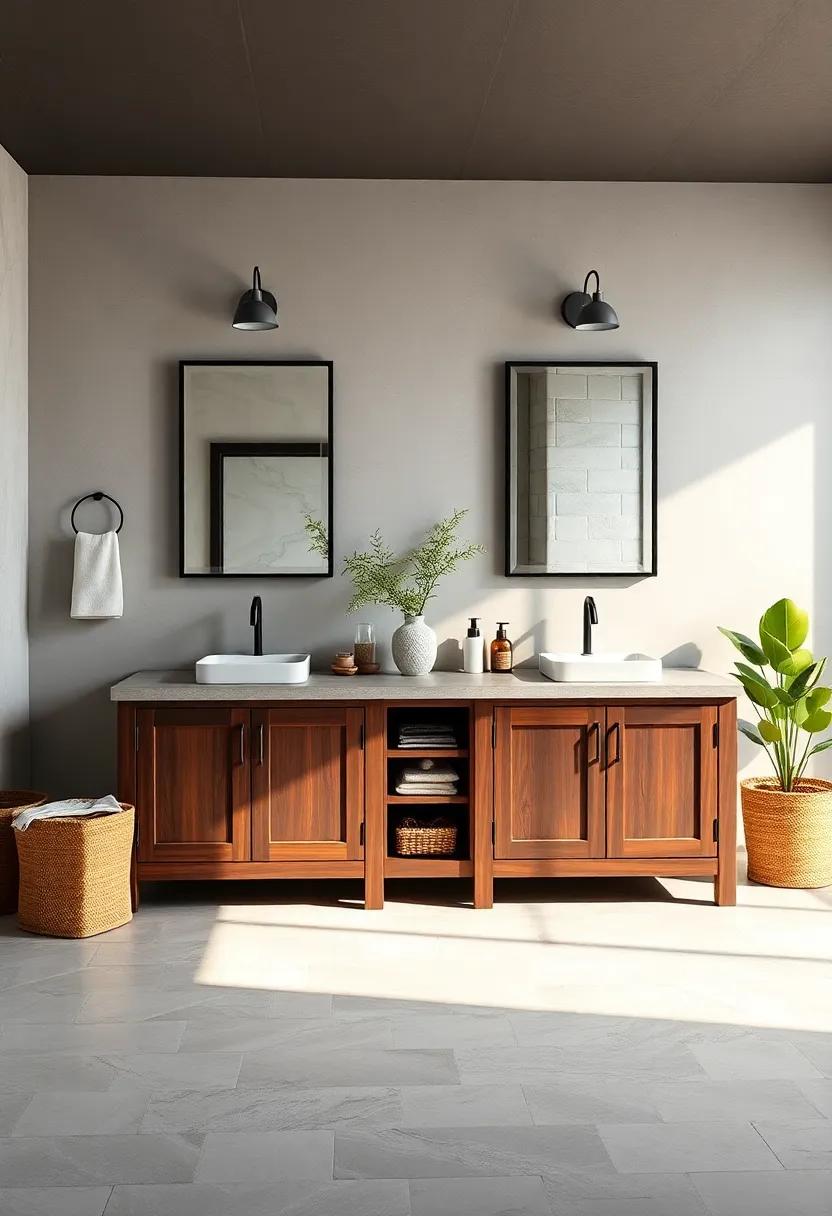 Two-Toned Vanities combining Dark⁣ stains and Light Paint for Contrast