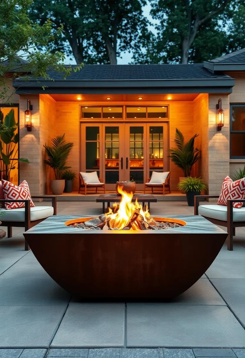 Fire Bowl Table Mounted on a Recycled Metal Drum Base
