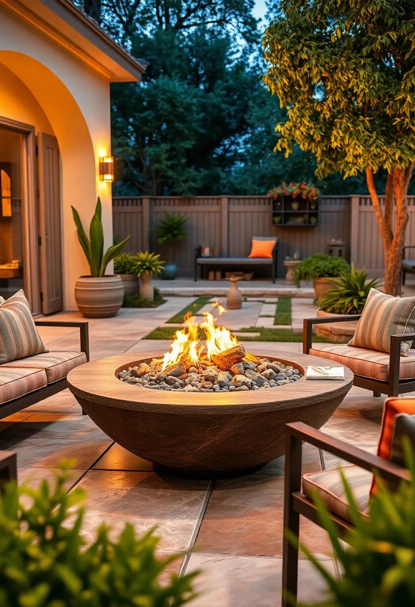 Lava rock Filled Fire Bowl Table for Authentic Volcanic Look