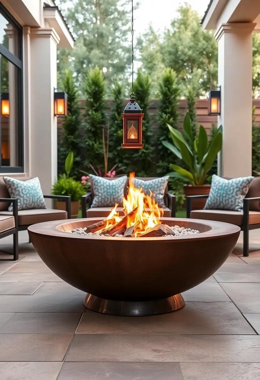 Fire Bowl Table with Built-in LED Lighting for Nighttime glow