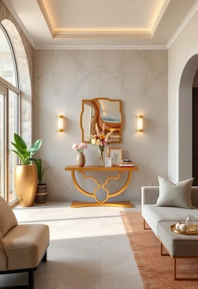 Add a gilded console table paired with fresh flowers for‌ a timeless,‍ welcoming touch