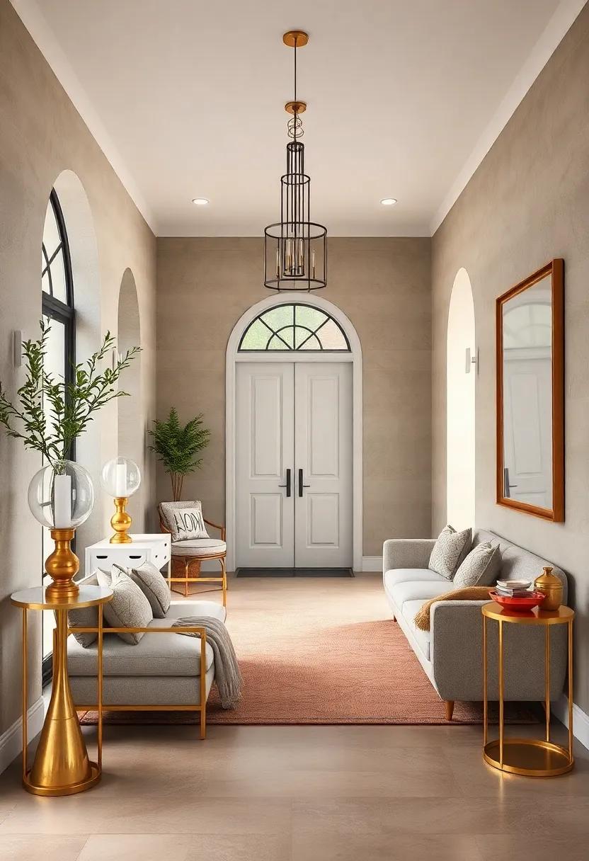 Layer brass and gold accessories like ⁢candleholders and ⁤picture frames to complement your entryway's luxe vibe