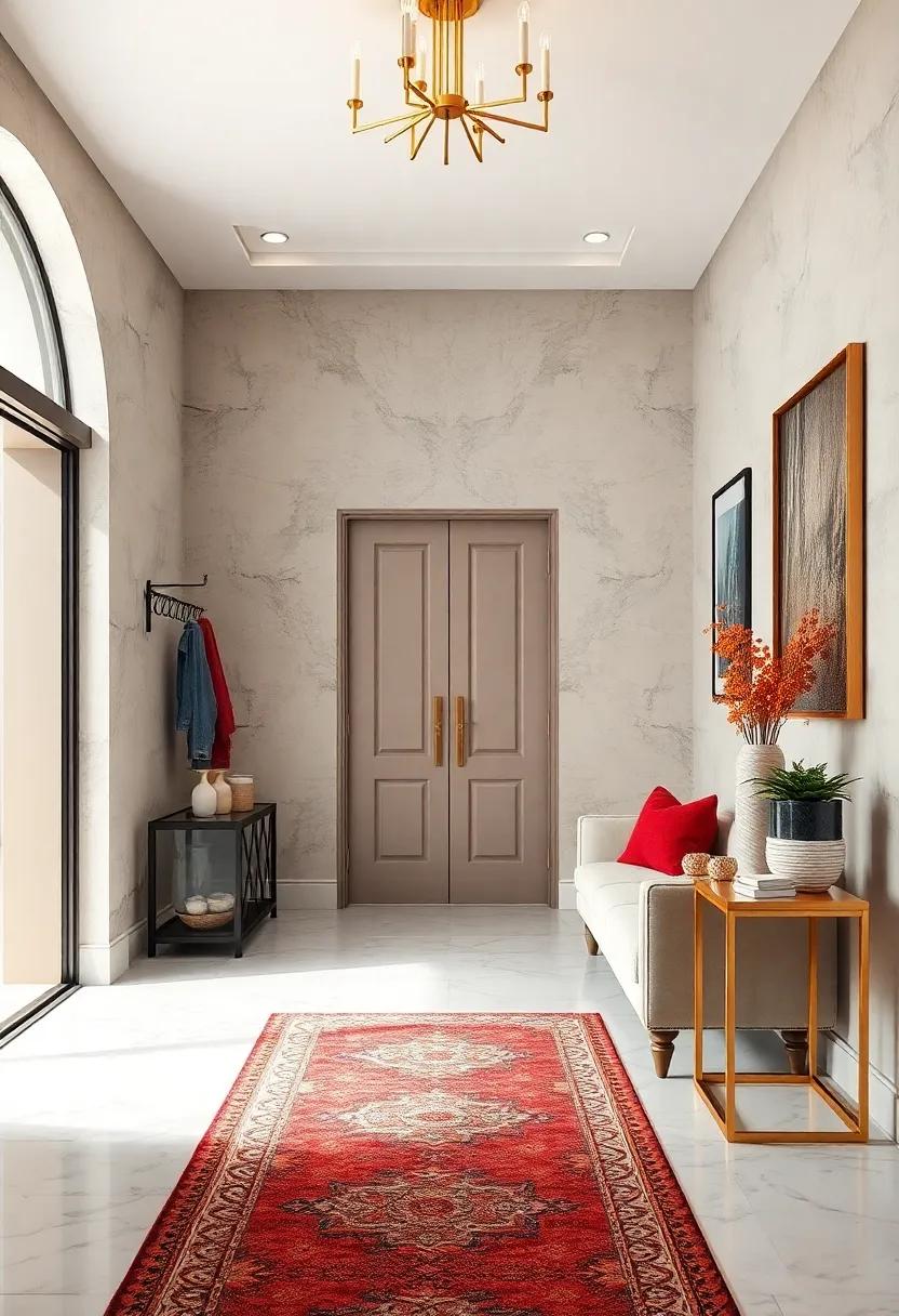 Opt for‍ a gold-accented coat rack or umbrella​ stand that merges practical storage with stylish design