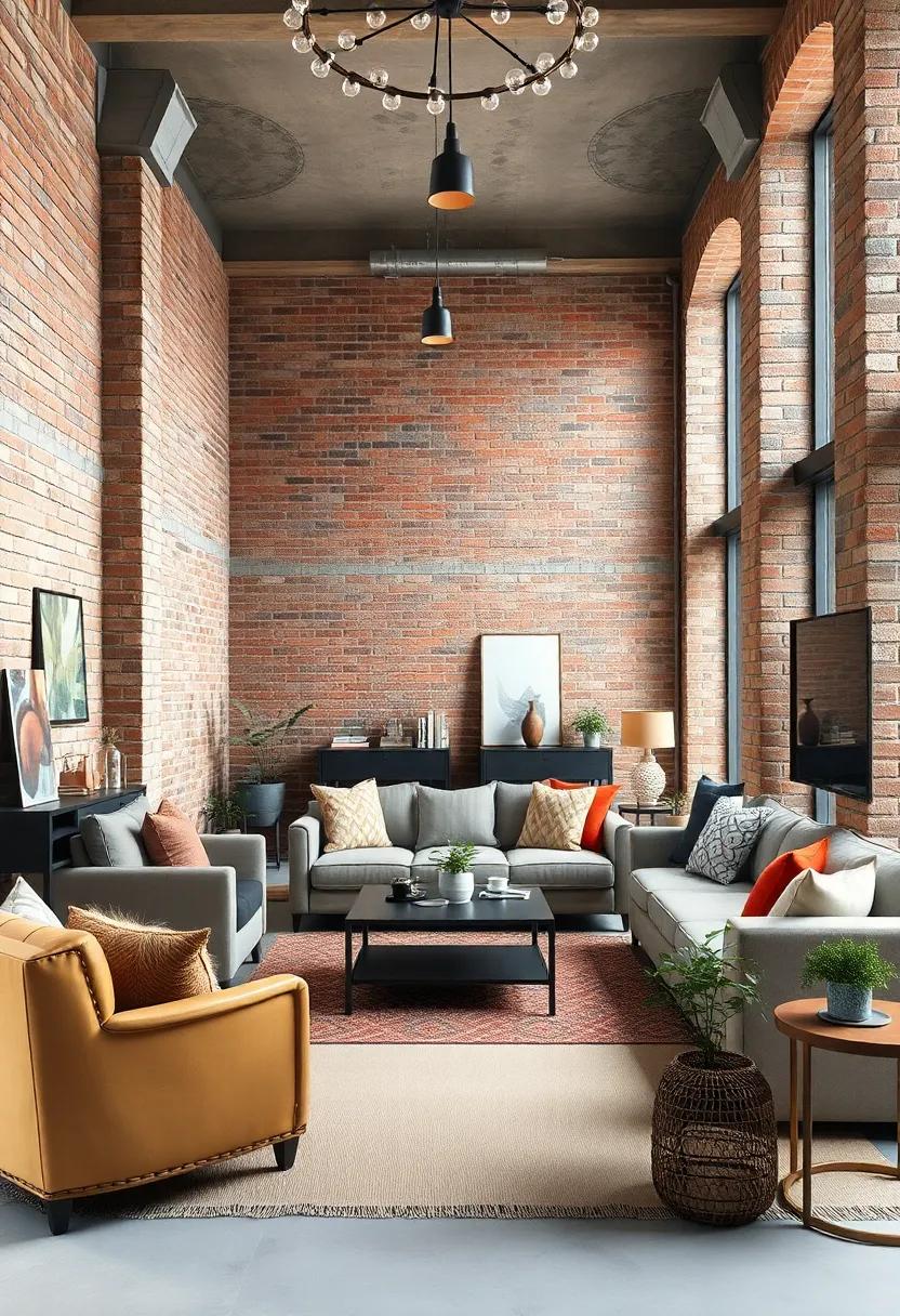 A creative studio-living space highlighted⁤ by ‌irregular brick patterns ‍and eclectic vintage furniture pieces