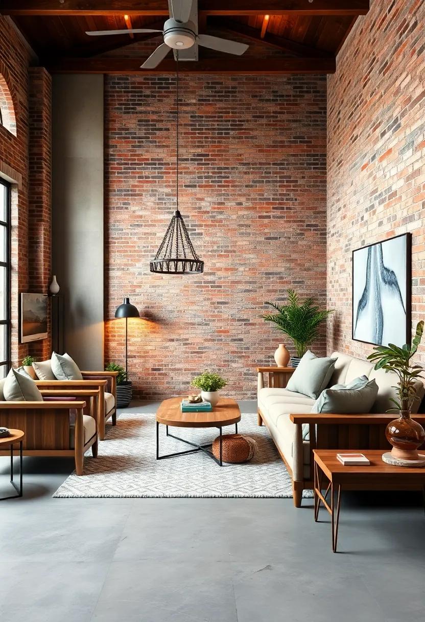 A sleek, modern loft ⁣with polished concrete floors and a smooth exposed brick wall acting as the perfect juxtaposition
