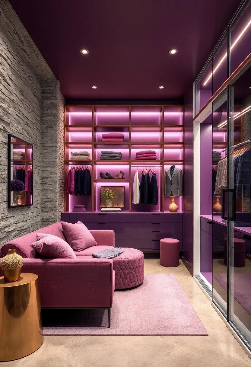 Plum Sophistication: Dark purple tones that create a moody, elegant backdrop for your wardrobe