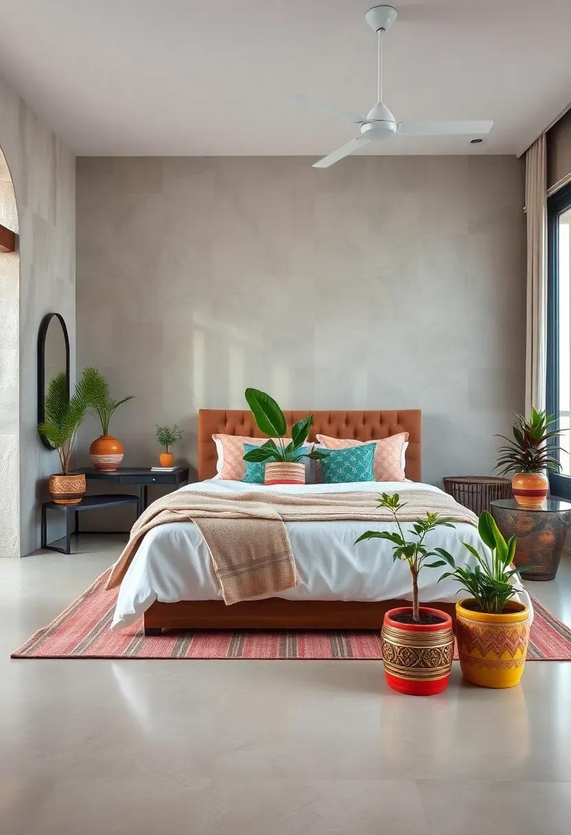 Incorporate Plants in colorful or Ornate Pots for Freshness