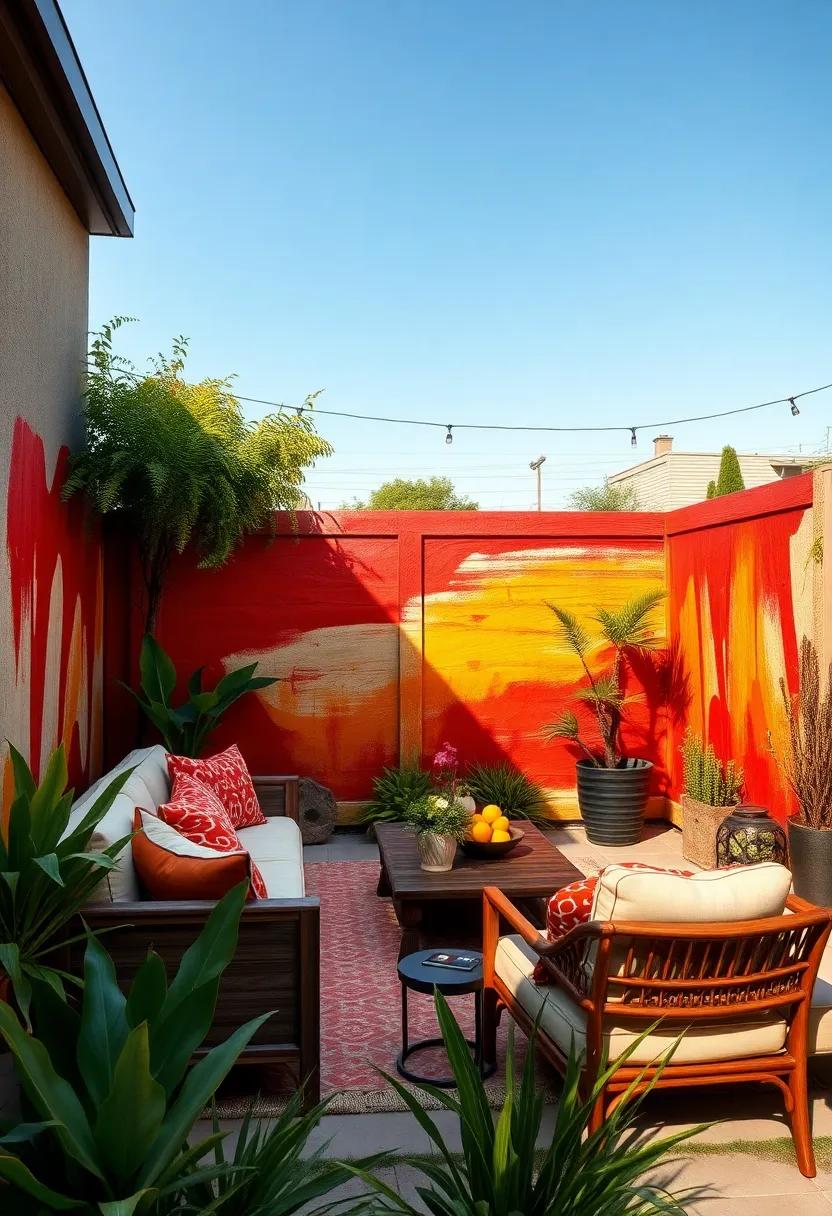 Abstract brushstrokes⁢ in fiery‍ reds, oranges, and yellows bring the essence of a sunset‌ alive on ​your garden perimeter