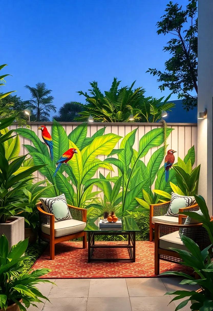 A lush jungle ⁢theme with vibrant green leaves and exotic ⁣birds transforms your fence into⁢ a ‌mini ⁢tropical oasis