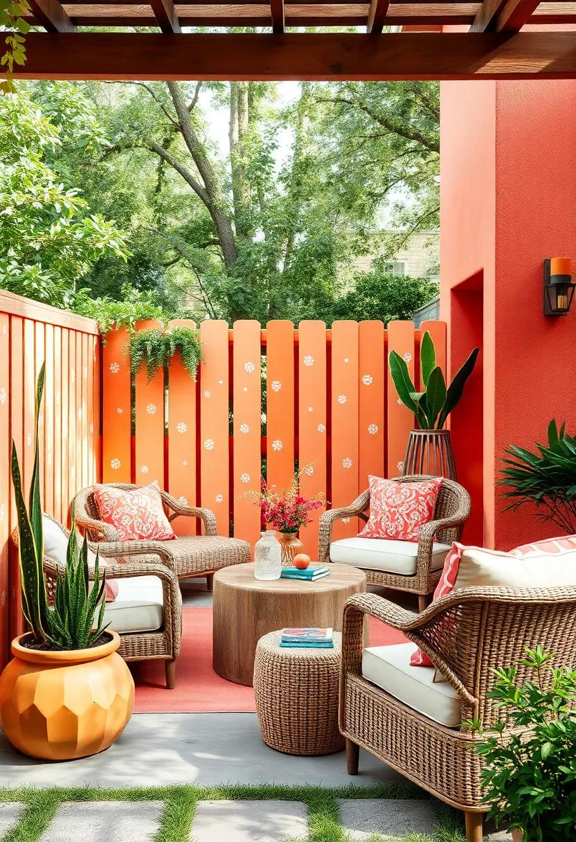 Sun-kissed orange and coral tones paired with delicate ​white​ doodles bring warmth ⁢and artisanal charm