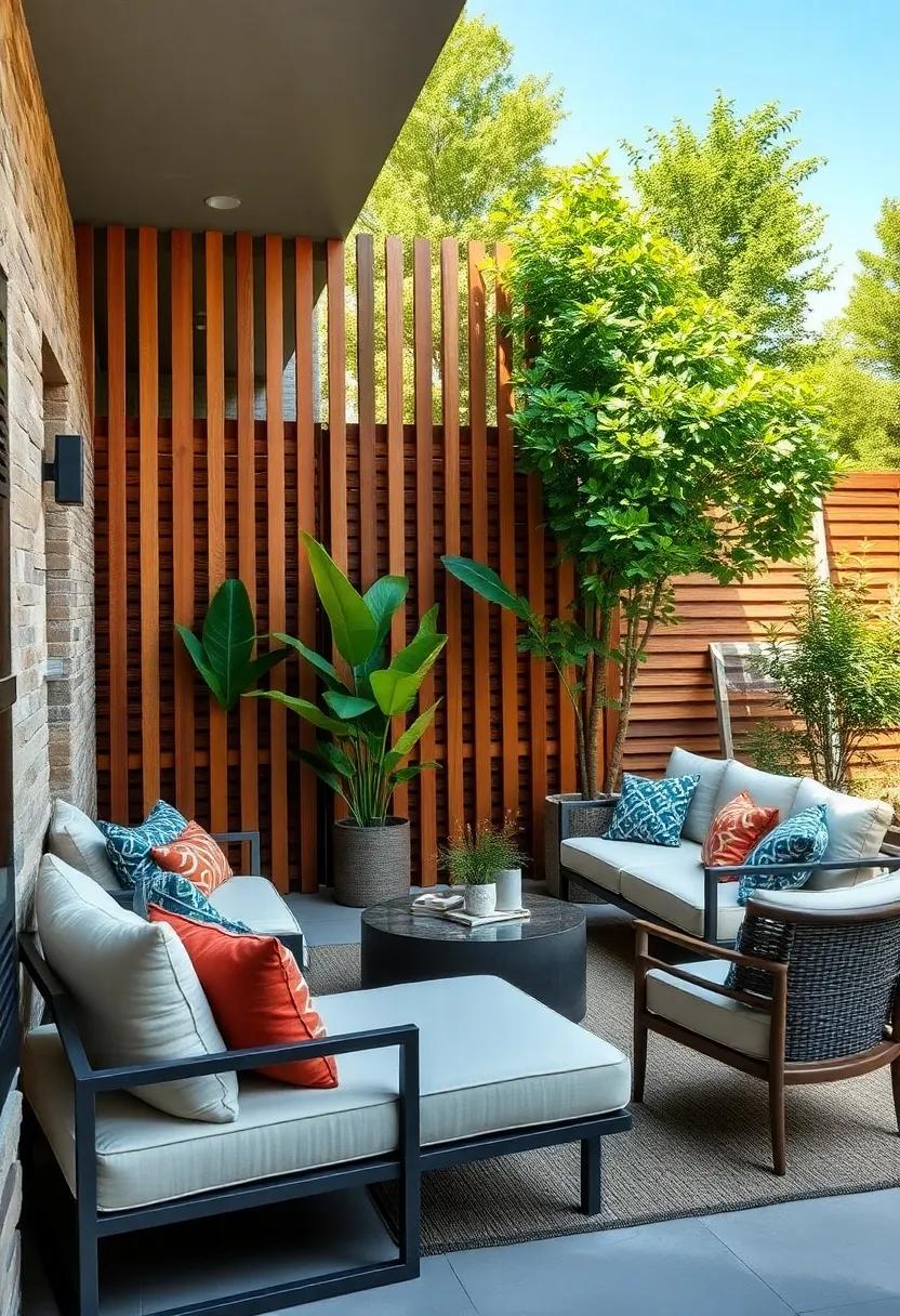 Slatted Wood Panels: Use horizontal or ‌vertical slats ‍for a⁣ modern⁢ look that filters⁣ light ⁤while maintaining seclusion