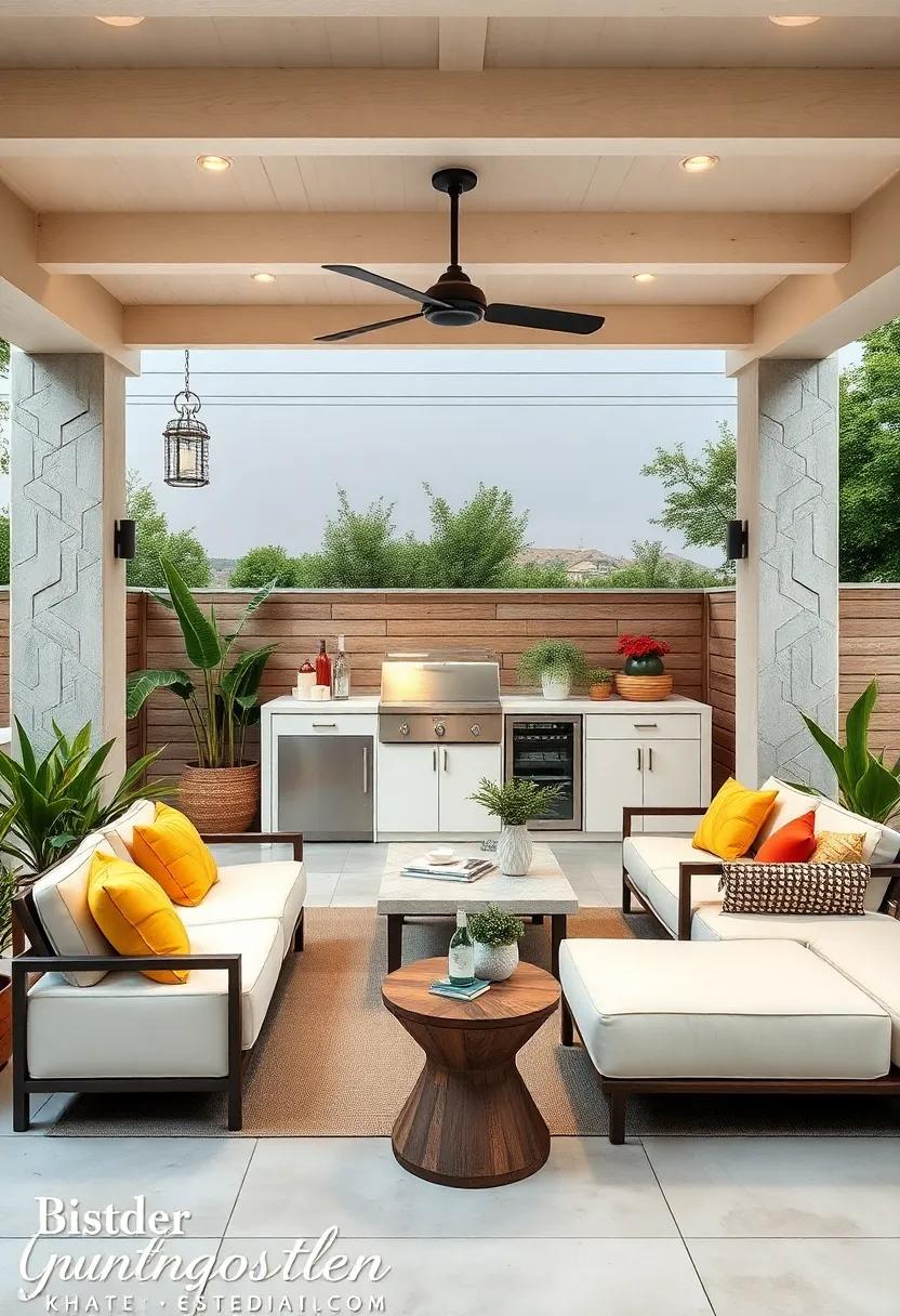 Minimalist All-White ‌Outdoor kitchen ⁢with Flush-mounted‌ Storage for ⁢a Seamless Look