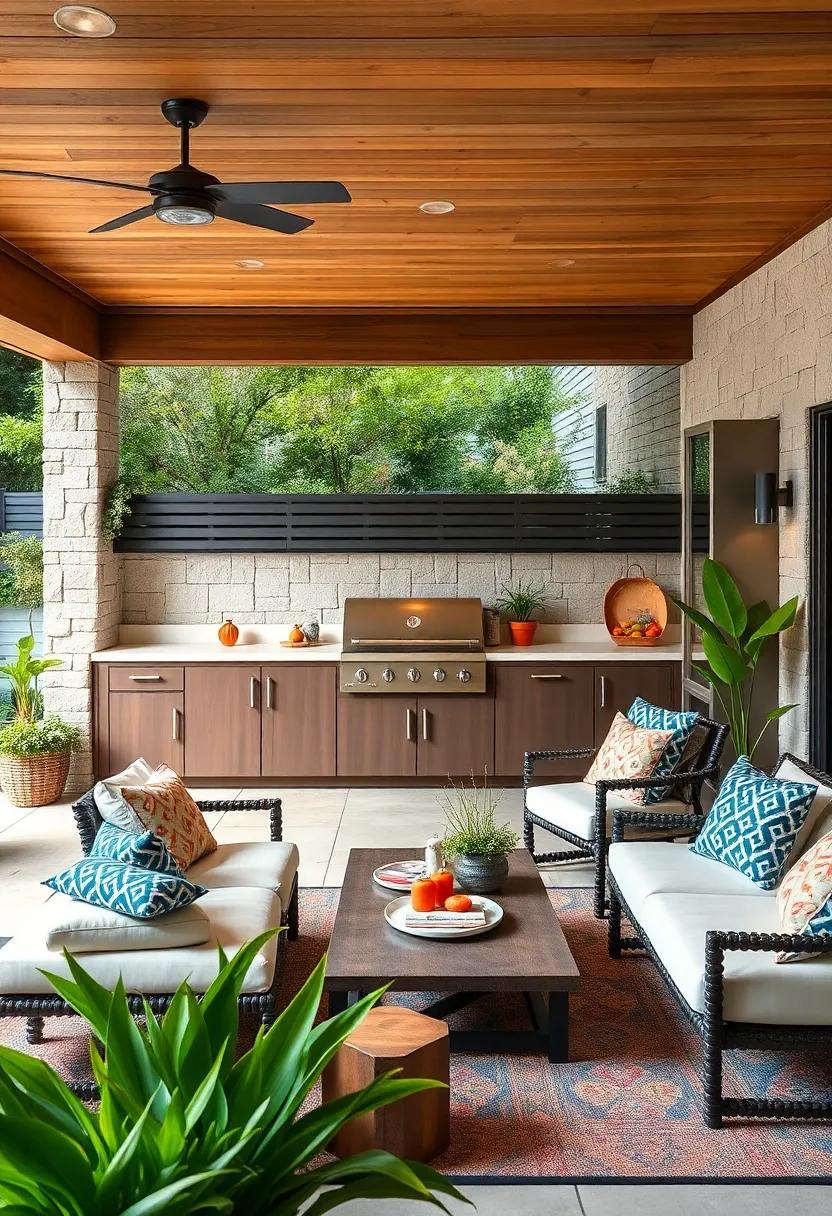 Slimline Outdoor kitchen with Vertical Storage Solutions Perfect ‌for⁤ Small Patio Spaces