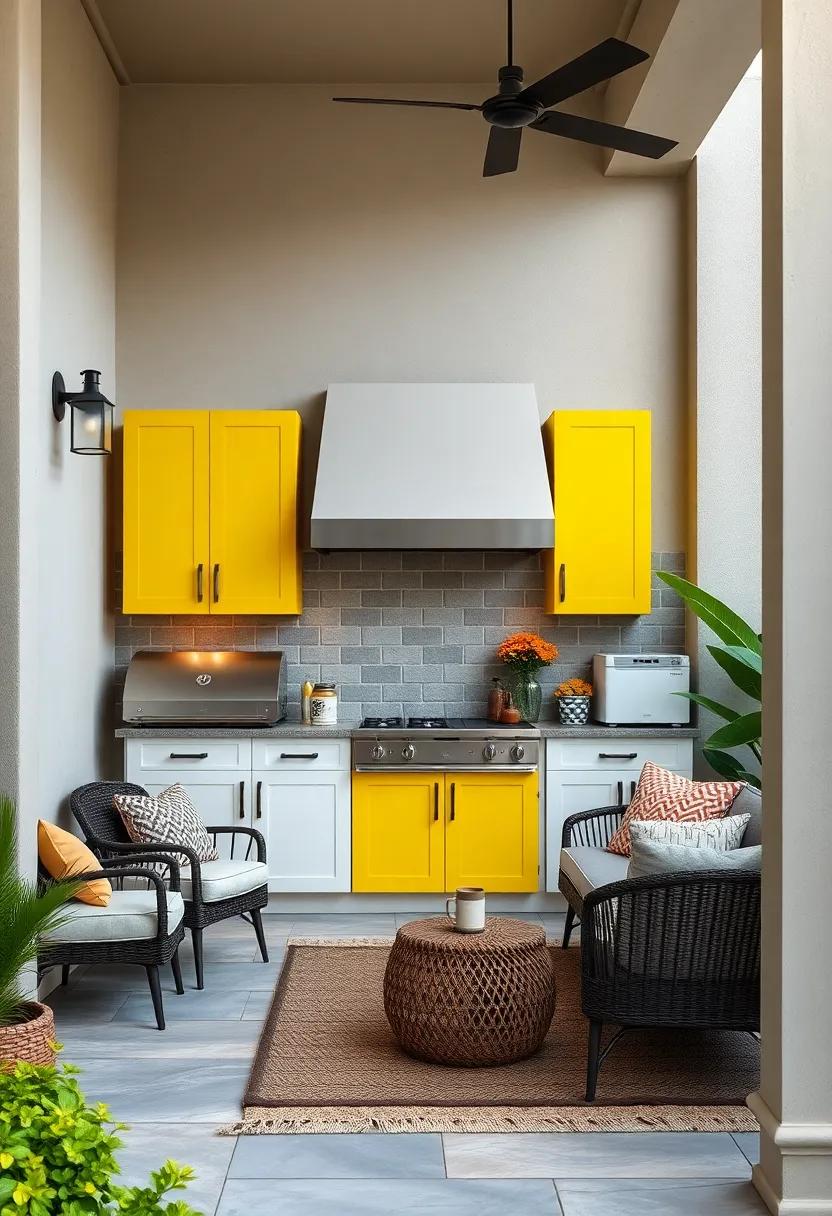 Quirky Two-Tone Cabinets with Bright Yellow Doors and Classic ‍White Storage‌ Units