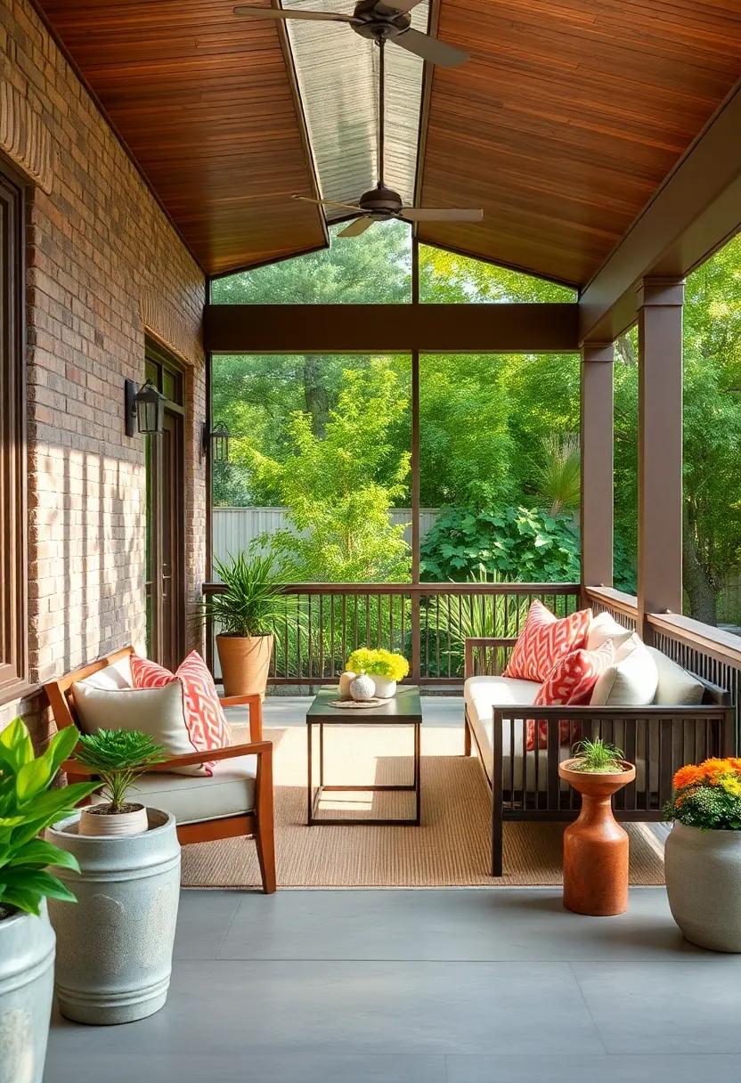 Contemporary Low-Profile Sofa⁤ with Sunlit Linen-Look Fabric - A⁣ modern twist on⁣ porch seating that⁢ handles ‌sun ‌and rain with ease