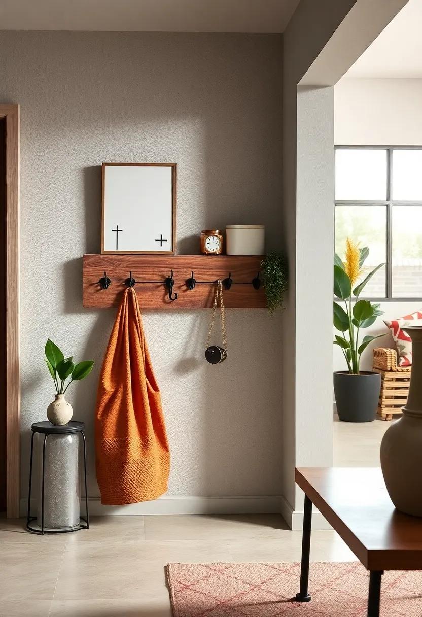 Install a row⁤ of vintage-inspired hooks⁢ on a reclaimed ⁢wood plank for a rustic and charming small⁣ entryway solution