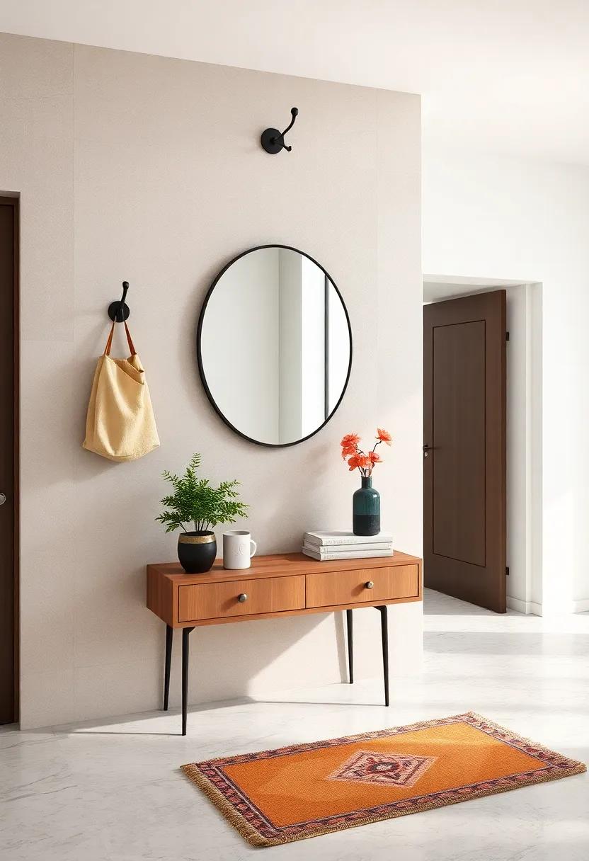 Integrate ​a mirror alongside ​your hooks to create a multifunctional entryway station ⁣for last-minute⁣ checks ​and hanging accessories