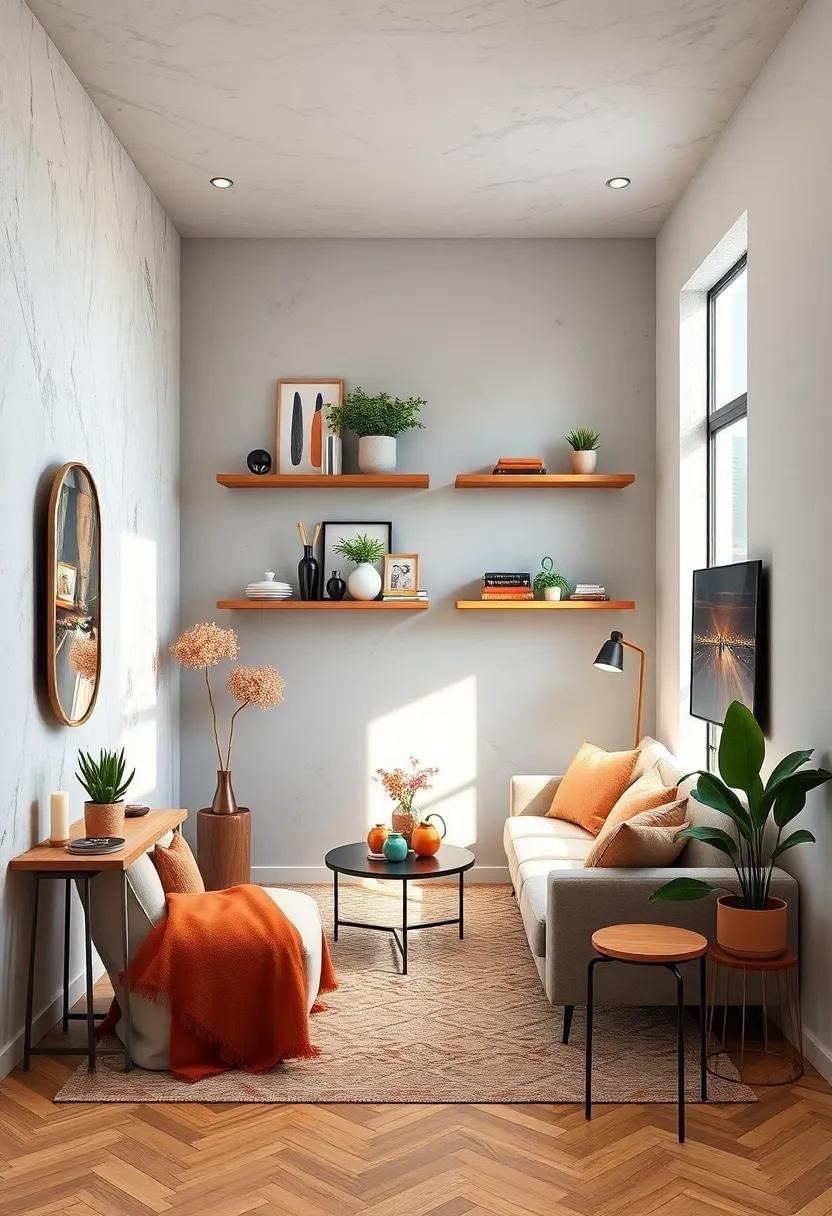 Install⁤ floating shelves to add storage without consuming valuable floor space