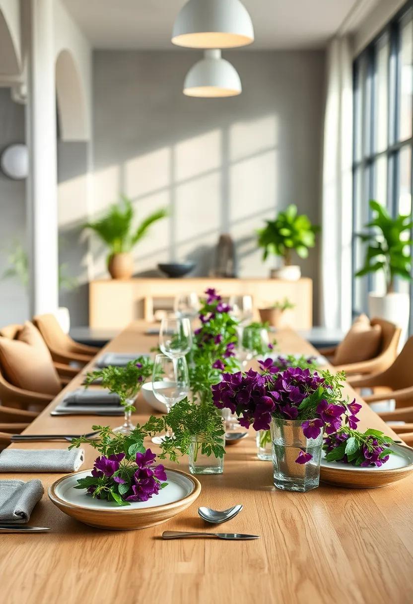 Basil Brightness: Use vibrant green basil leaves as place cards or under glassware to add a pop of ⁢color and a hint⁣ of flavor