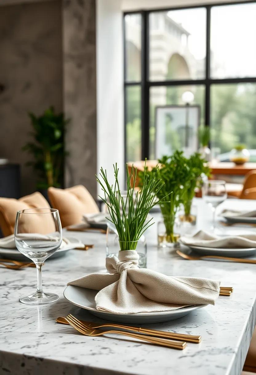 Chive charm: Tie chive stems together into knots⁢ or bows around napkins ⁣for a sleek, minimalist look with subtle freshness