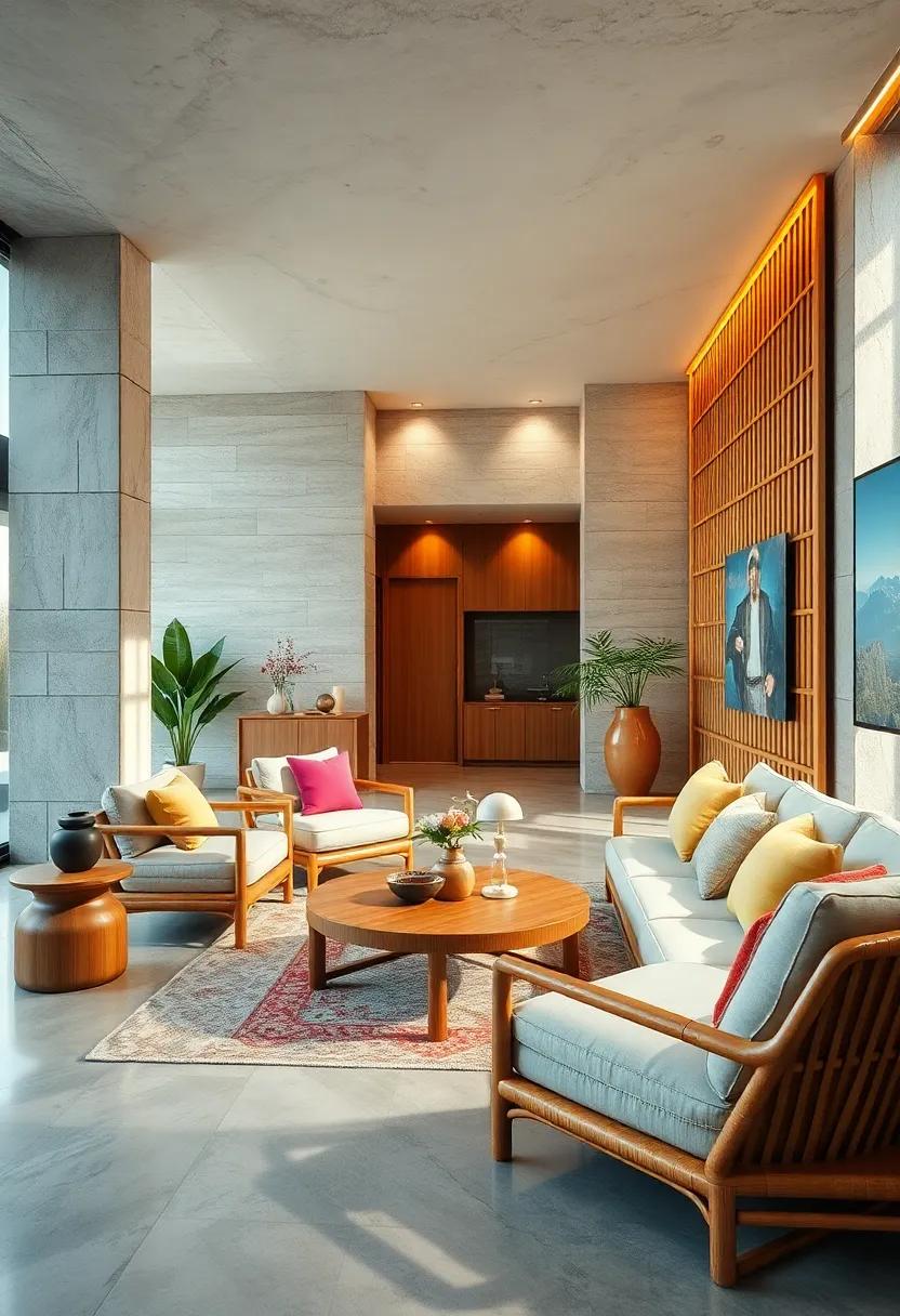 The warmth of bamboo​ tones provides a cozy ⁣counterpoint to cooler interior colors