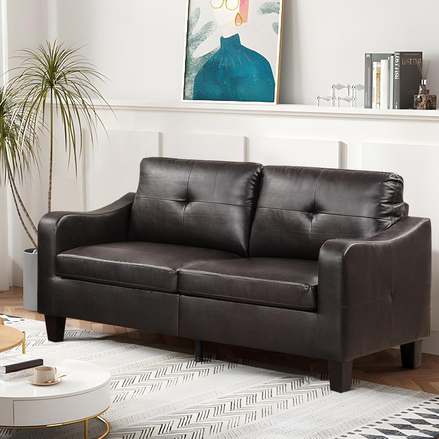 Our Honest Take on the EBELLO Dark Brown Faux Leather Loveseat