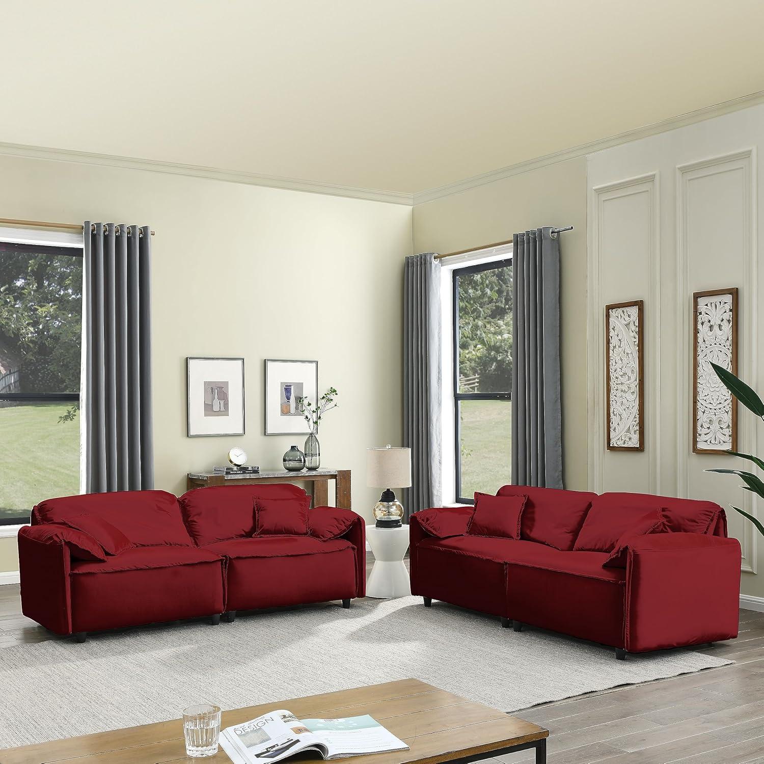Our Honest Take on the SZUBEE Red Velvet 2-Piece Sofa Set