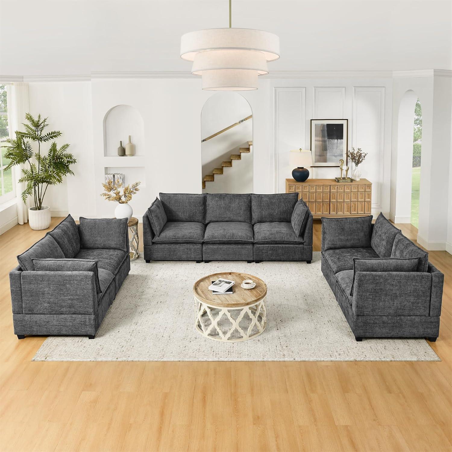 Our Take on the Cozy 3-Piece Grey Chenille Sofa Set
