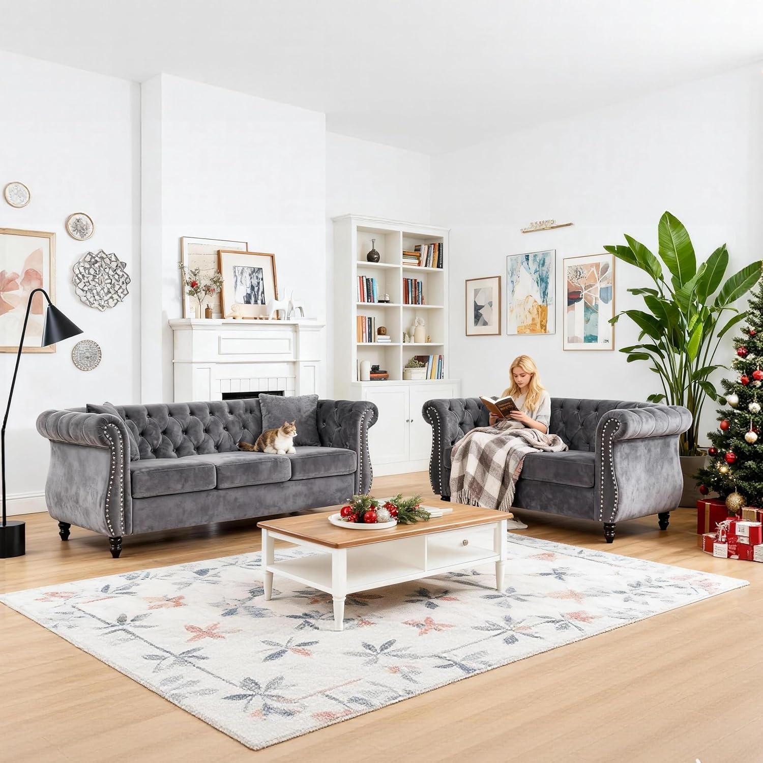 Our Take on the Stylish & Cozy Chesterfield Velvet Sofa Set