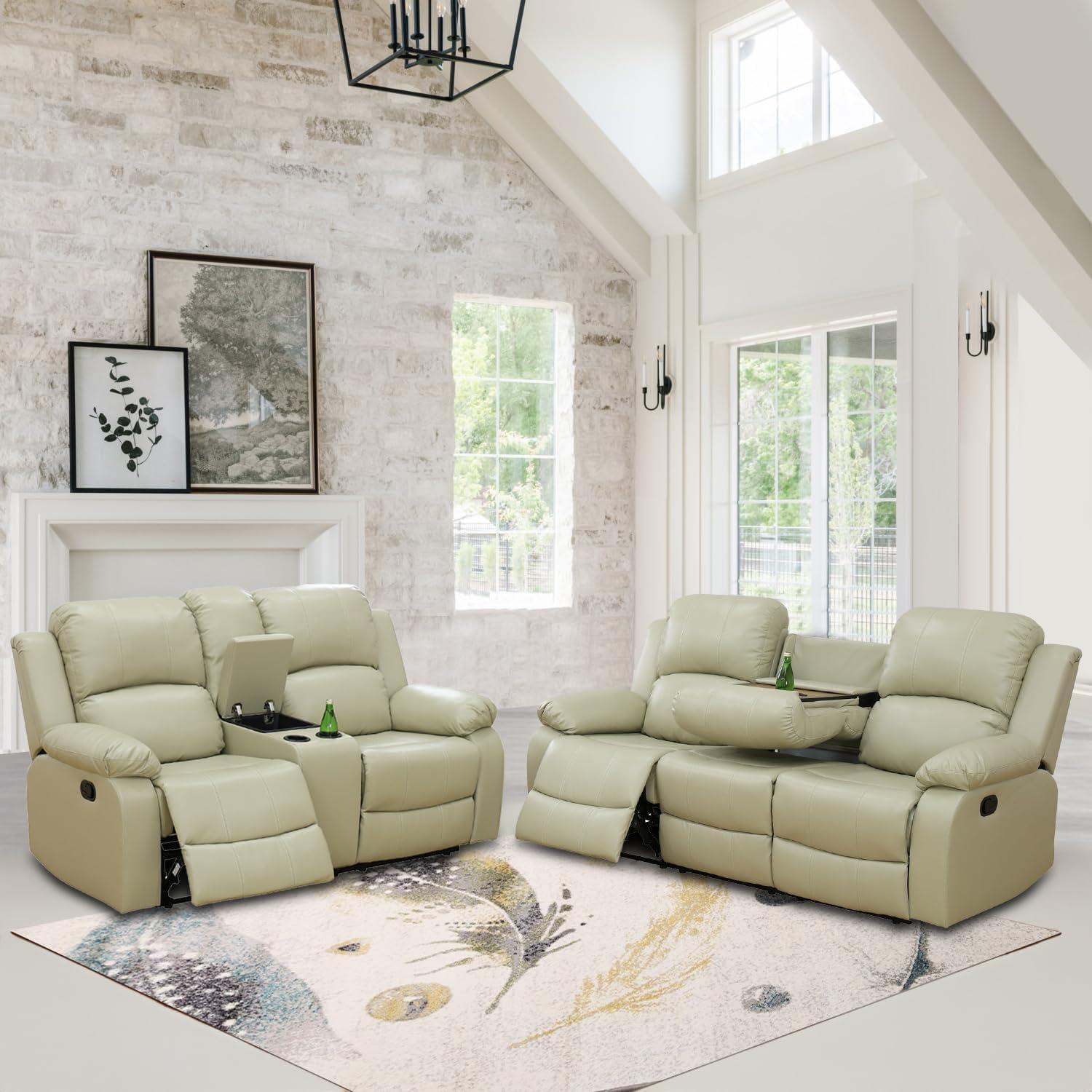 Our Take on the Beige Leather Recliner Sofa Set: Comfort Meets Function