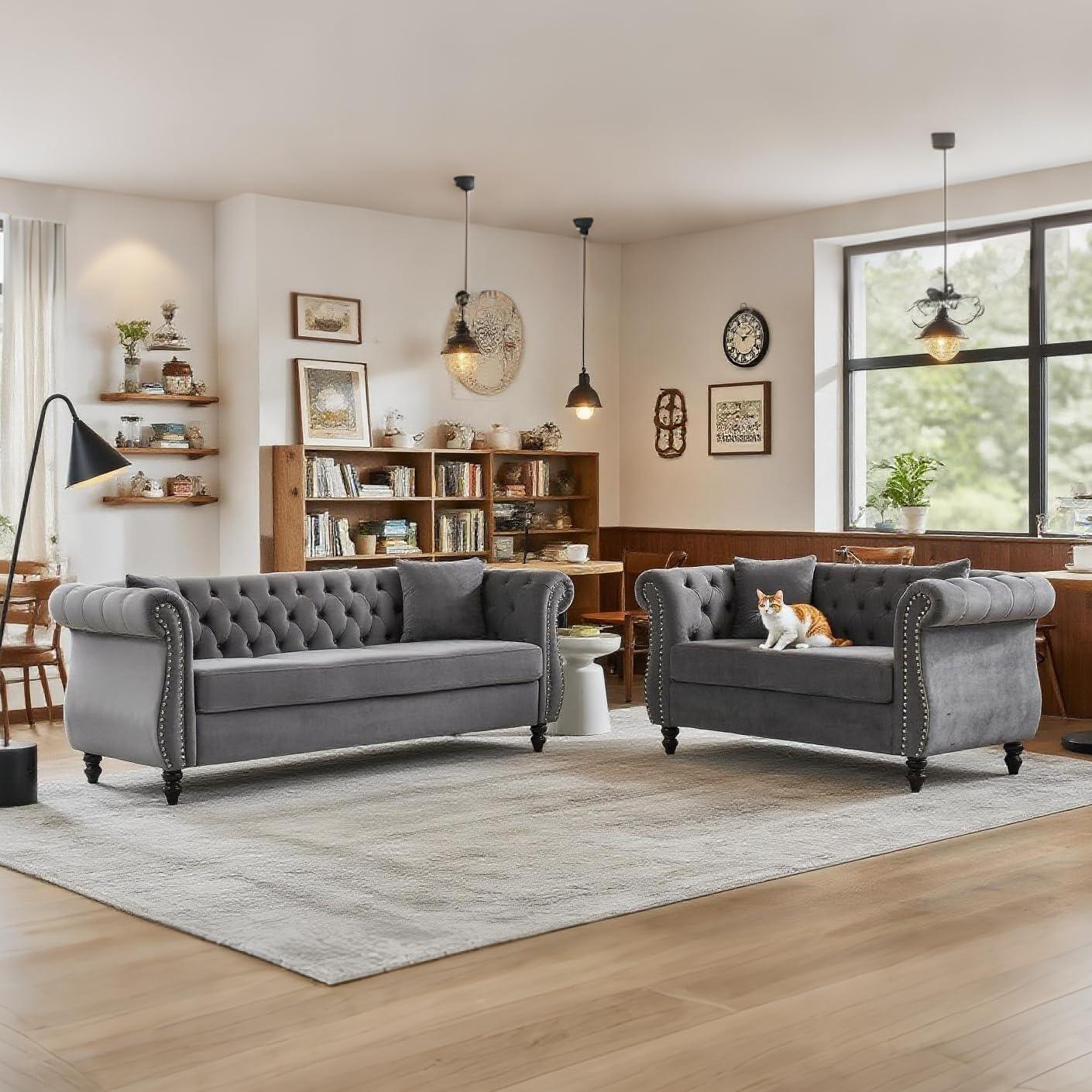 Our Take on the ⁢stylish & Cozy Chesterfield Velvet Sofa Set