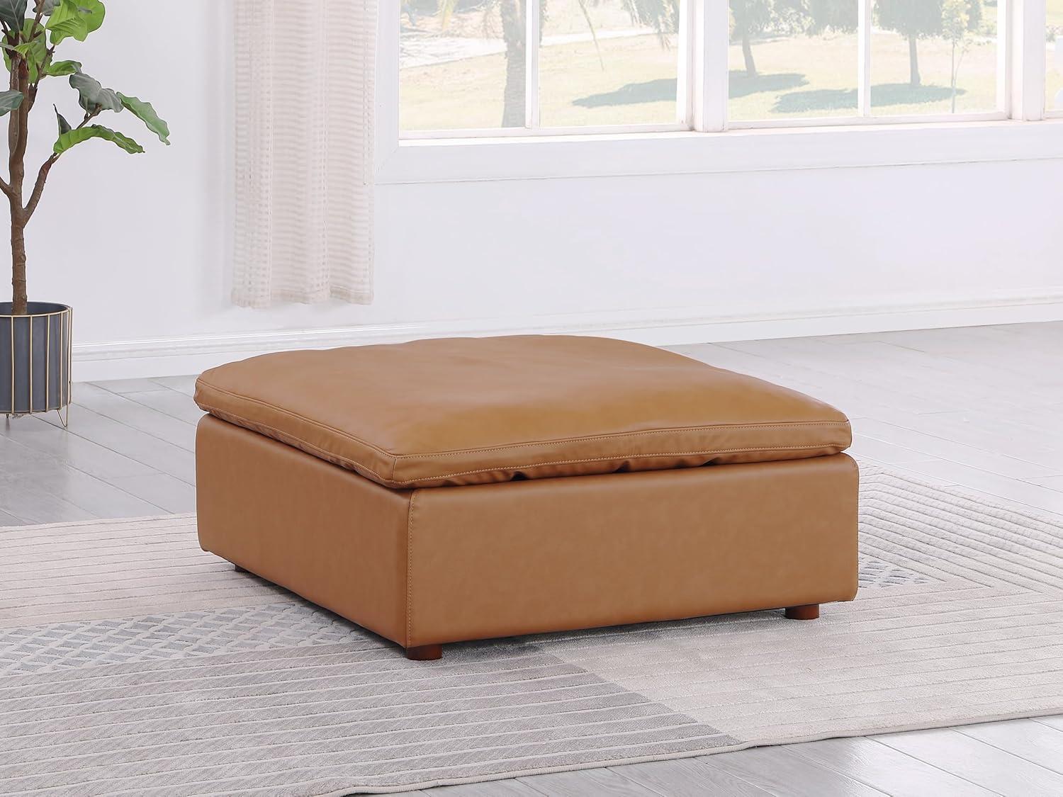 Our Honest Take: BlackJack's Italian Leather Ottoman in Cognac