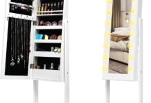 Bright And Spacious Jewelry Armoire With Led Lights And Full Mirror