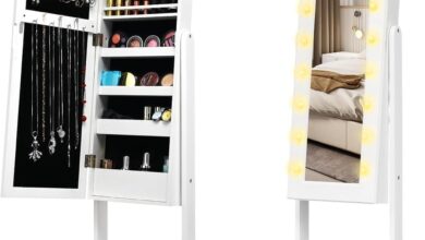 Bright And Spacious Jewelry Armoire With Led Lights And Full Mirror