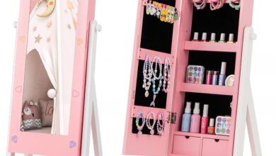 Costzon Kids Jewelry Armoire Stylish Storage Meets Playful Vanity Fun