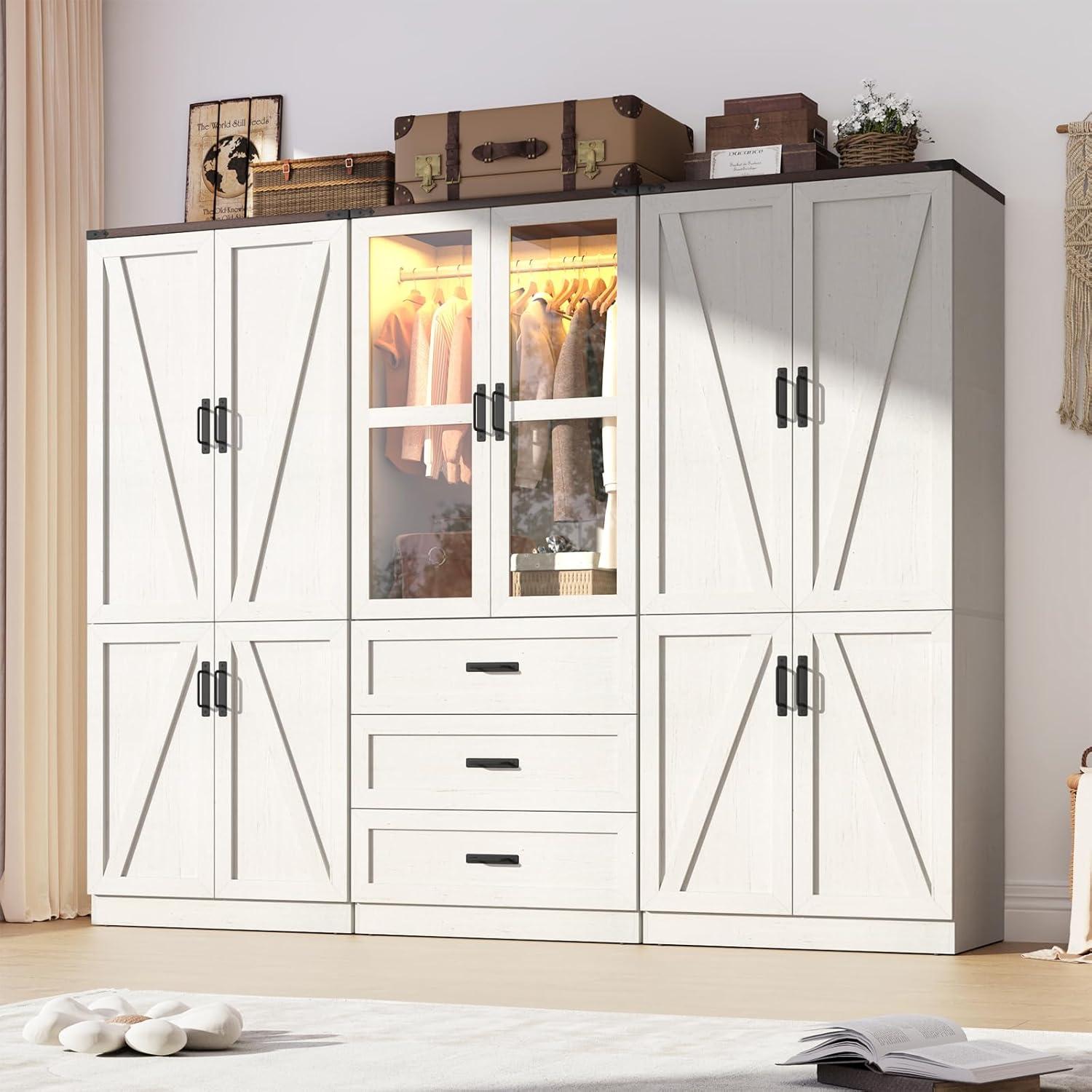 Discover Spacious Elegance The 75 Rustic Farmhouse Armoire With Leds