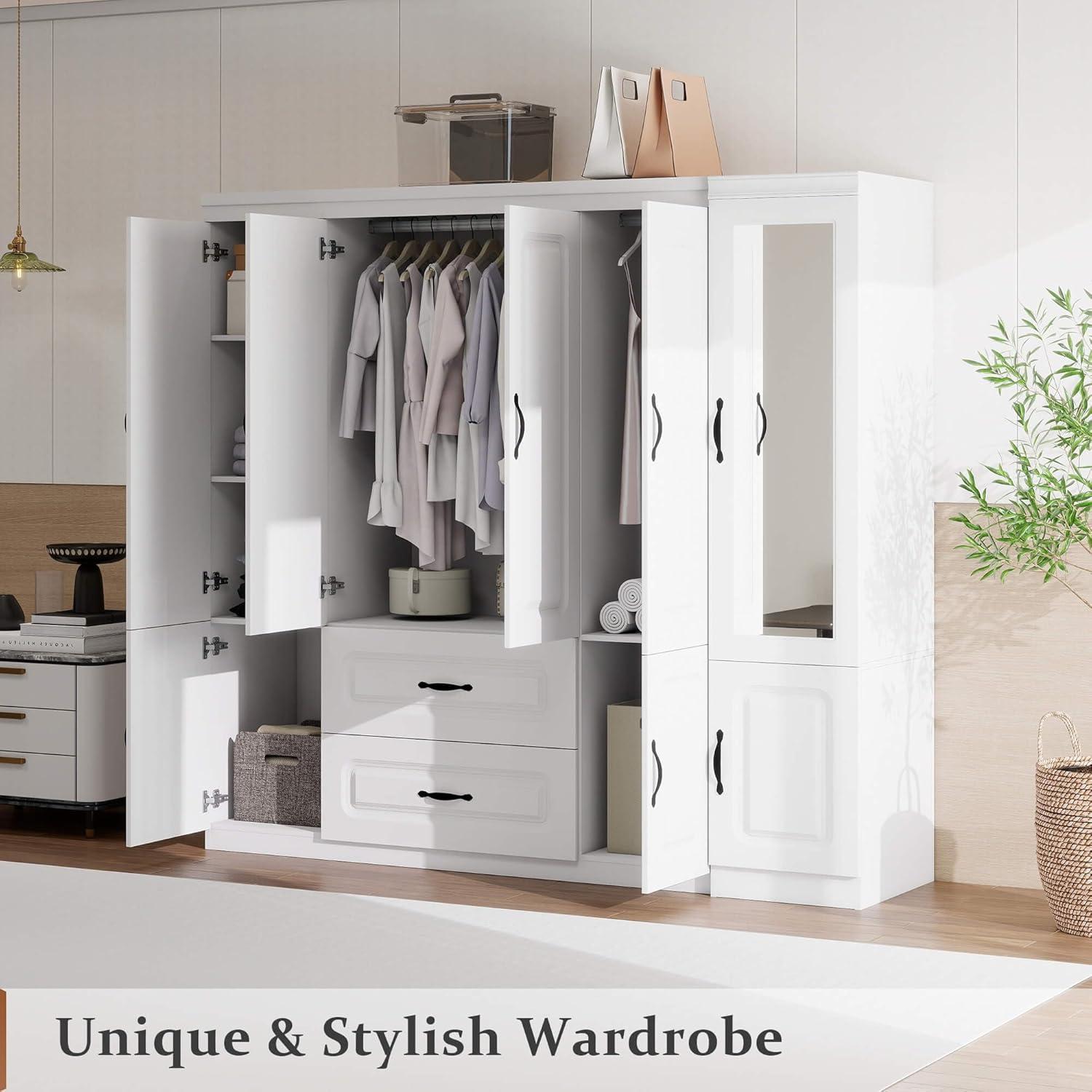 Discovering Spacious Style: A Modern 5-Door Wardrobe with‍ drawers ‍& Mirror