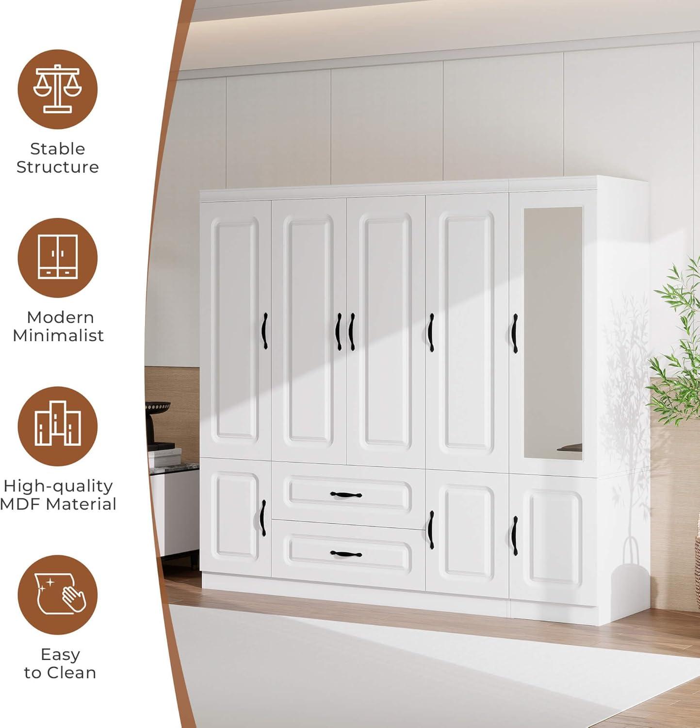 Discovering⁢ Spacious Style: A Modern 5-door Wardrobe‌ with drawers & ​Mirror