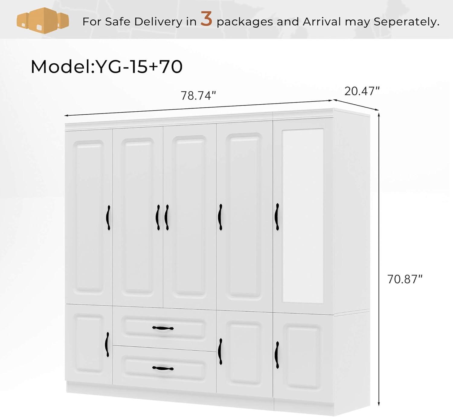 Discovering Spacious Style: A Modern​ 5-Door Wardrobe with Drawers & Mirror