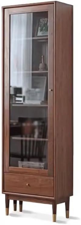 Elevate Storage And Style With The Luniz Black Walnut Glass Bookcase